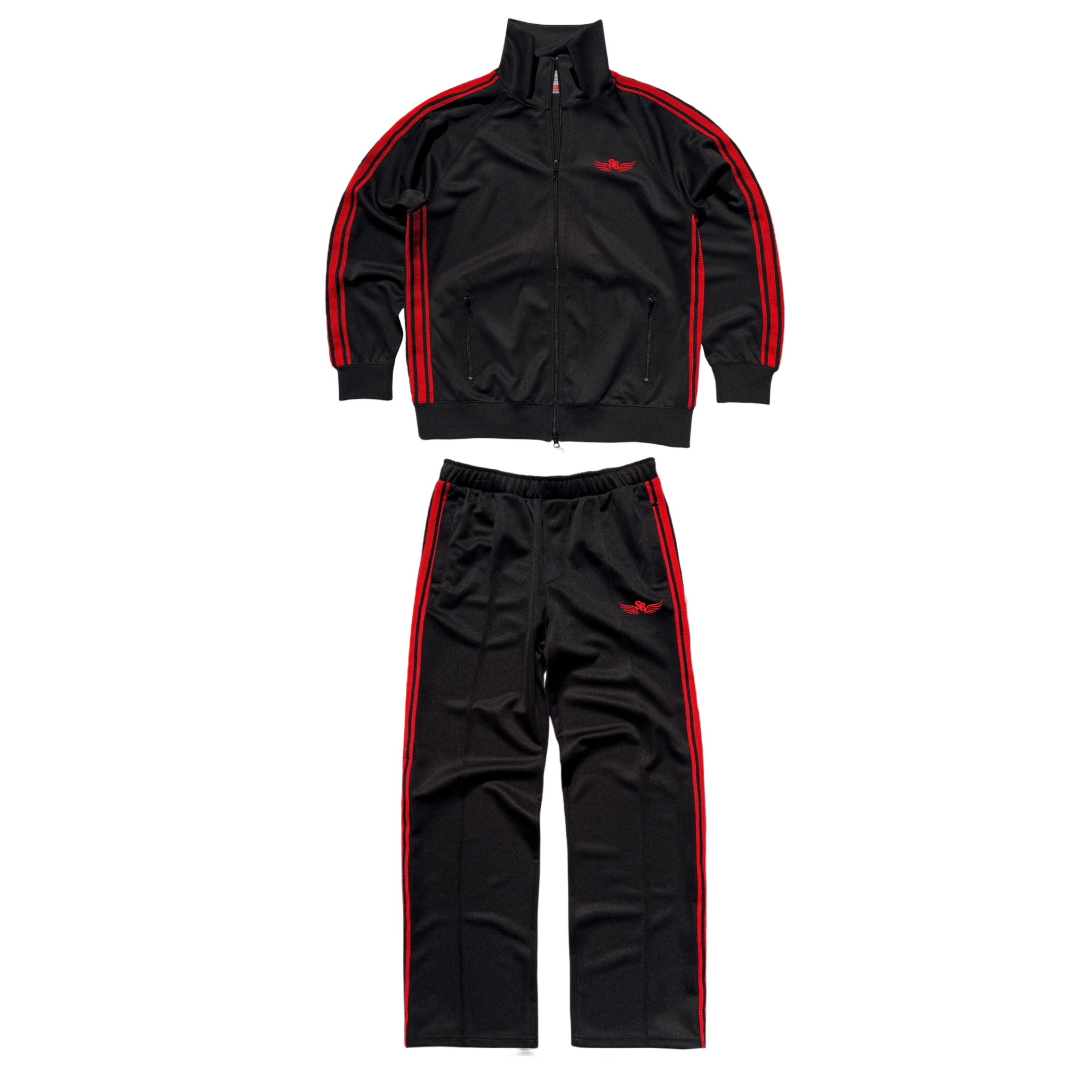 Stay Blessed - Relaxed Tracksuit - Black & Red