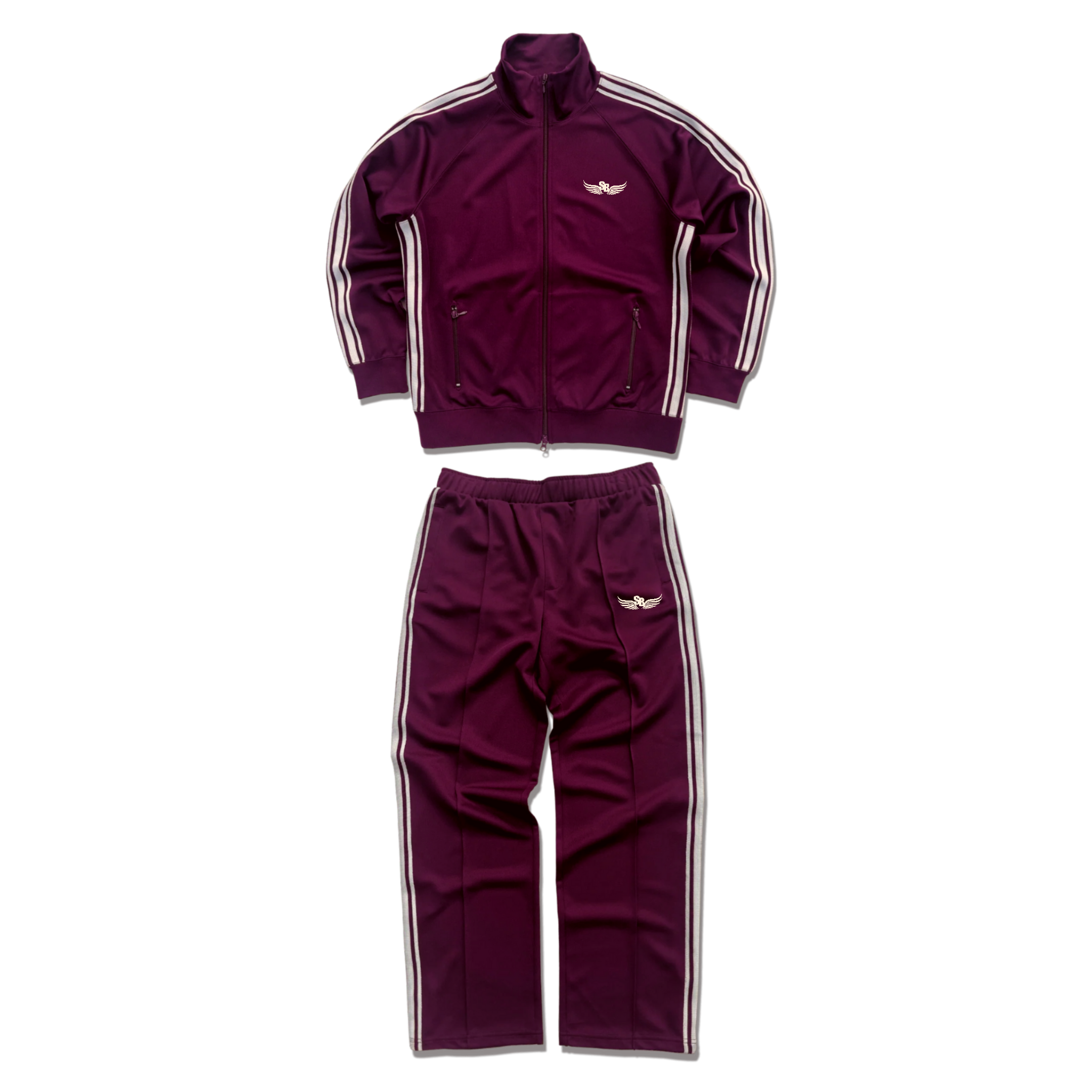 Stay Blessed - Relaxed Tracksuit - Maroon & Creme