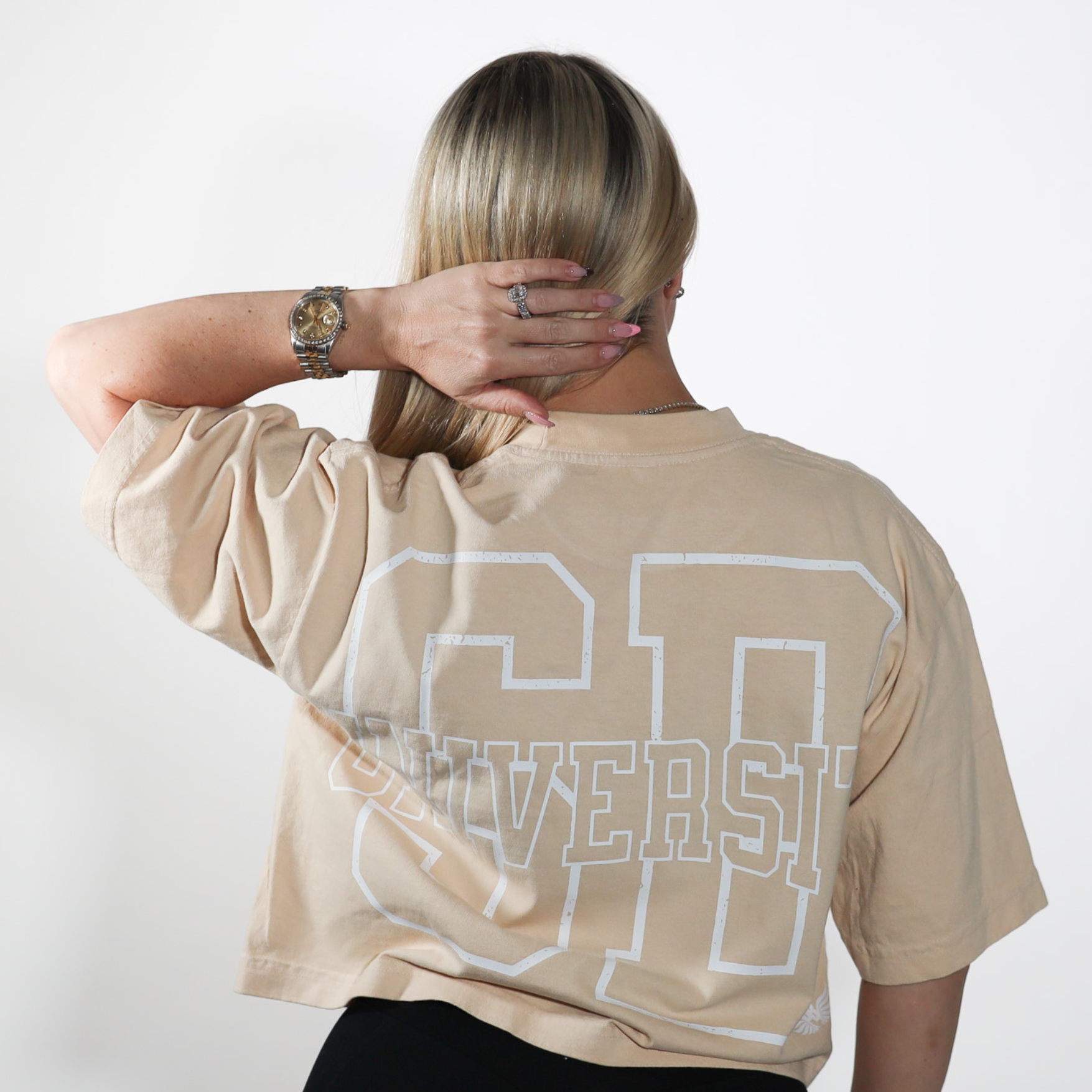 Stay Blessed University OS Crop Tee