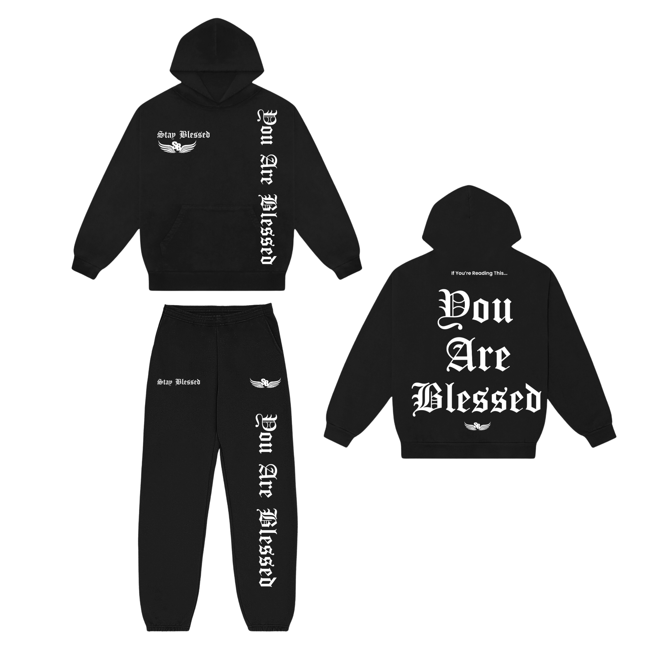 Stay Blessed - You Are Blessed Hoodie Set - Army Green