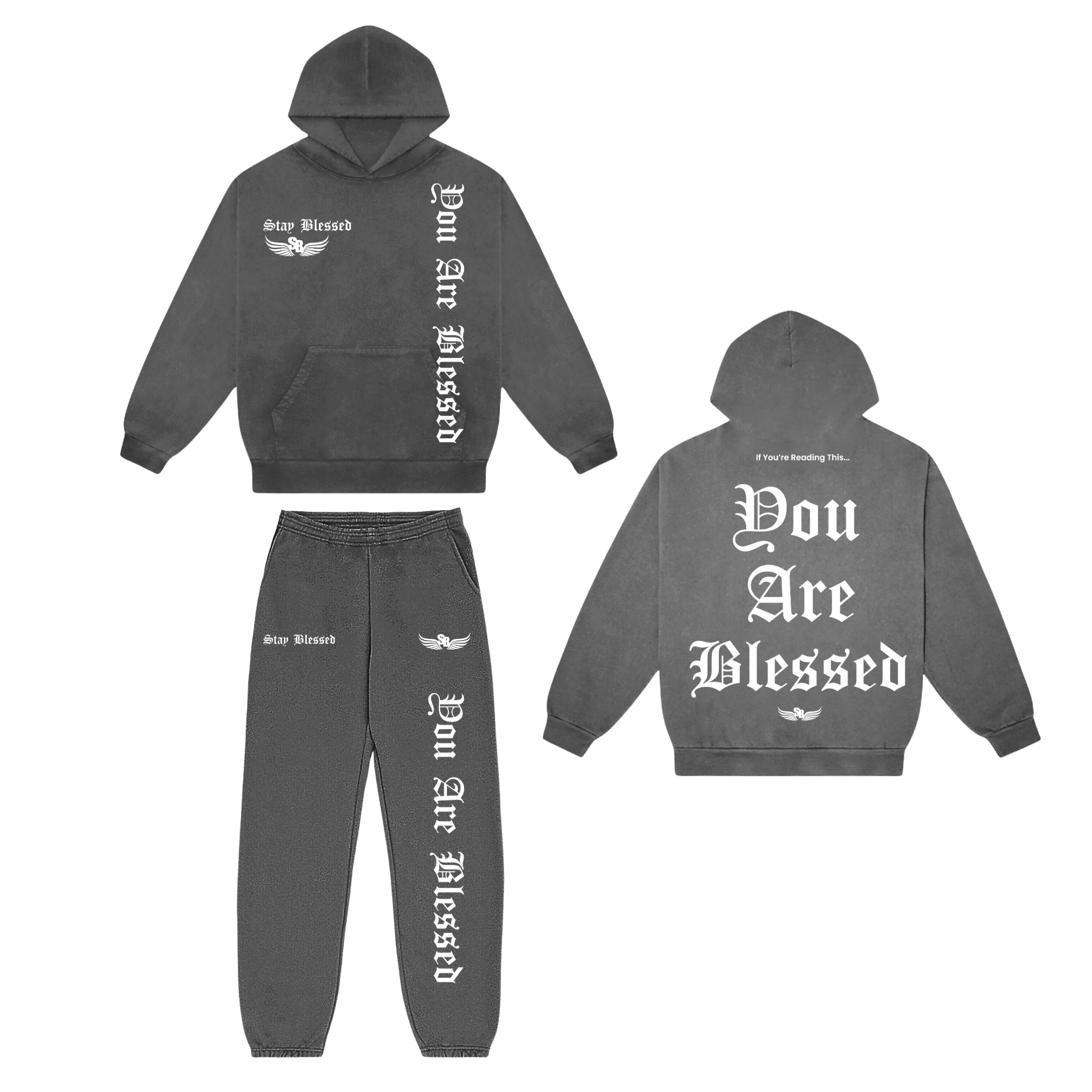 Stay Blessed - You Are Blessed Hoodie Set - Army Green