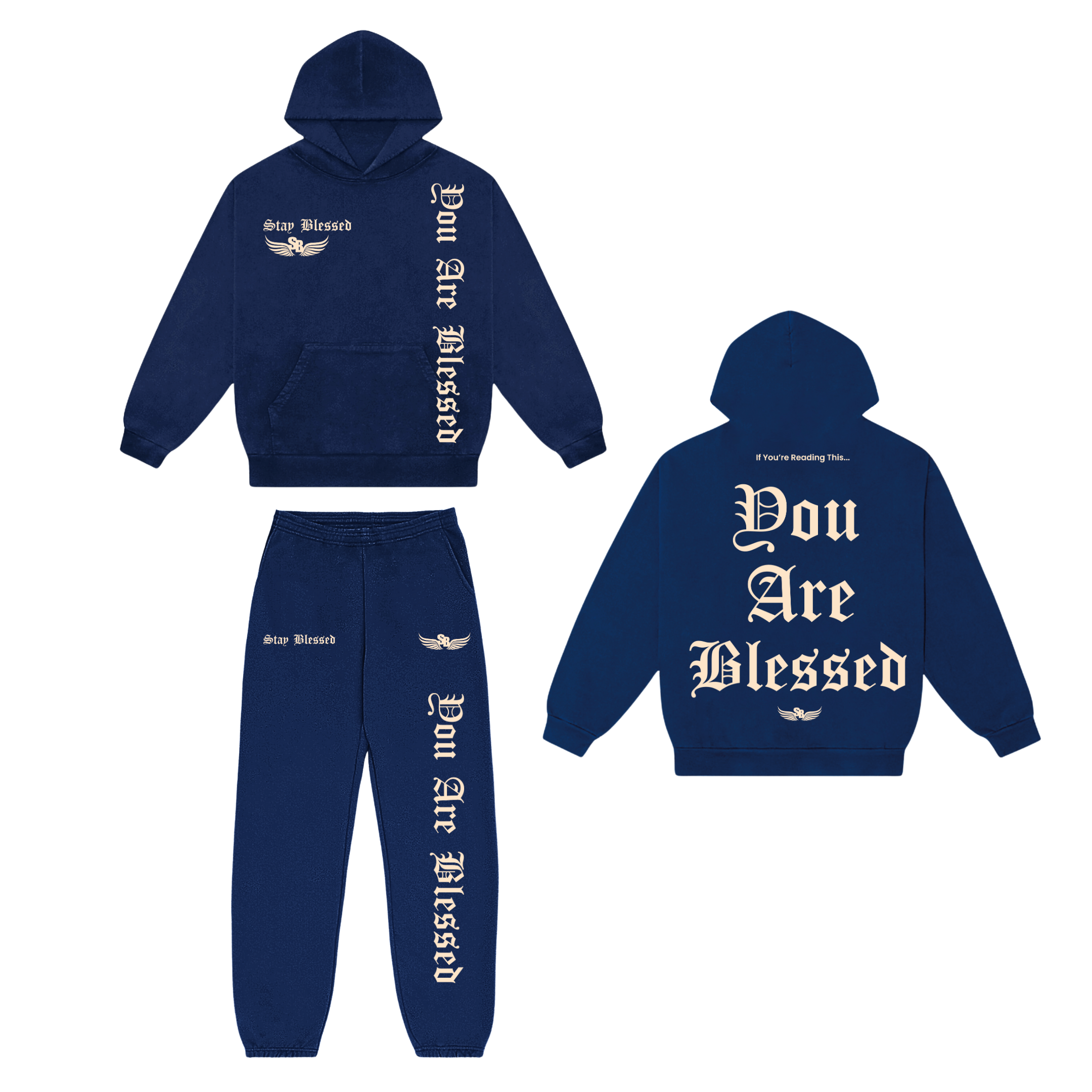 Stay Blessed - You Are Blessed Hoodie Set - Army Green