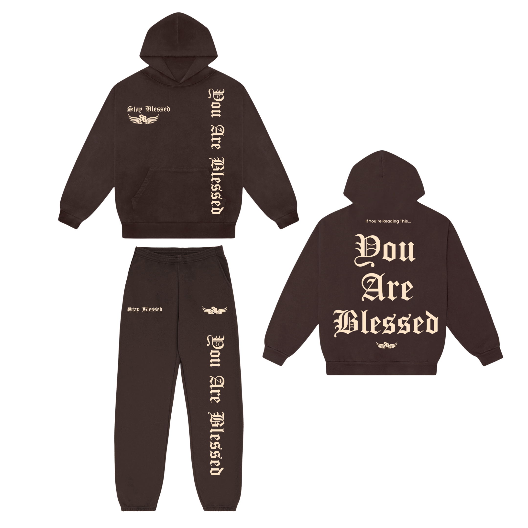 Stay Blessed - You Are Blessed Hoodie Set - Army Green