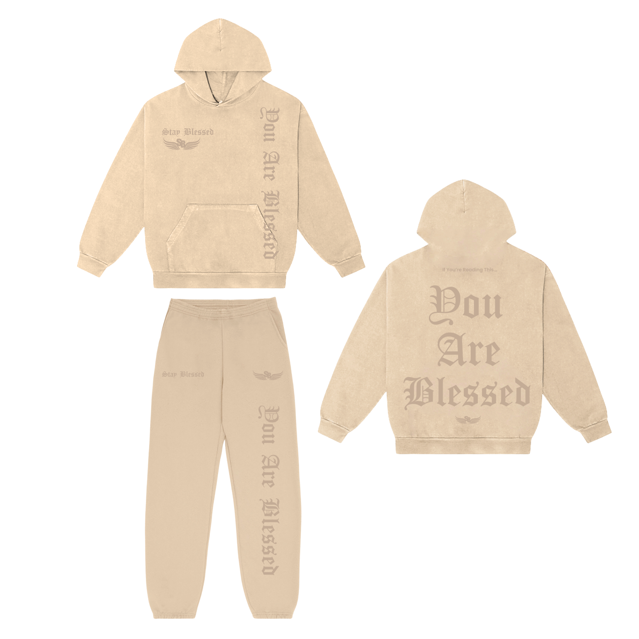 Stay Blessed - You Are Blessed Hoodie Set - Army Green