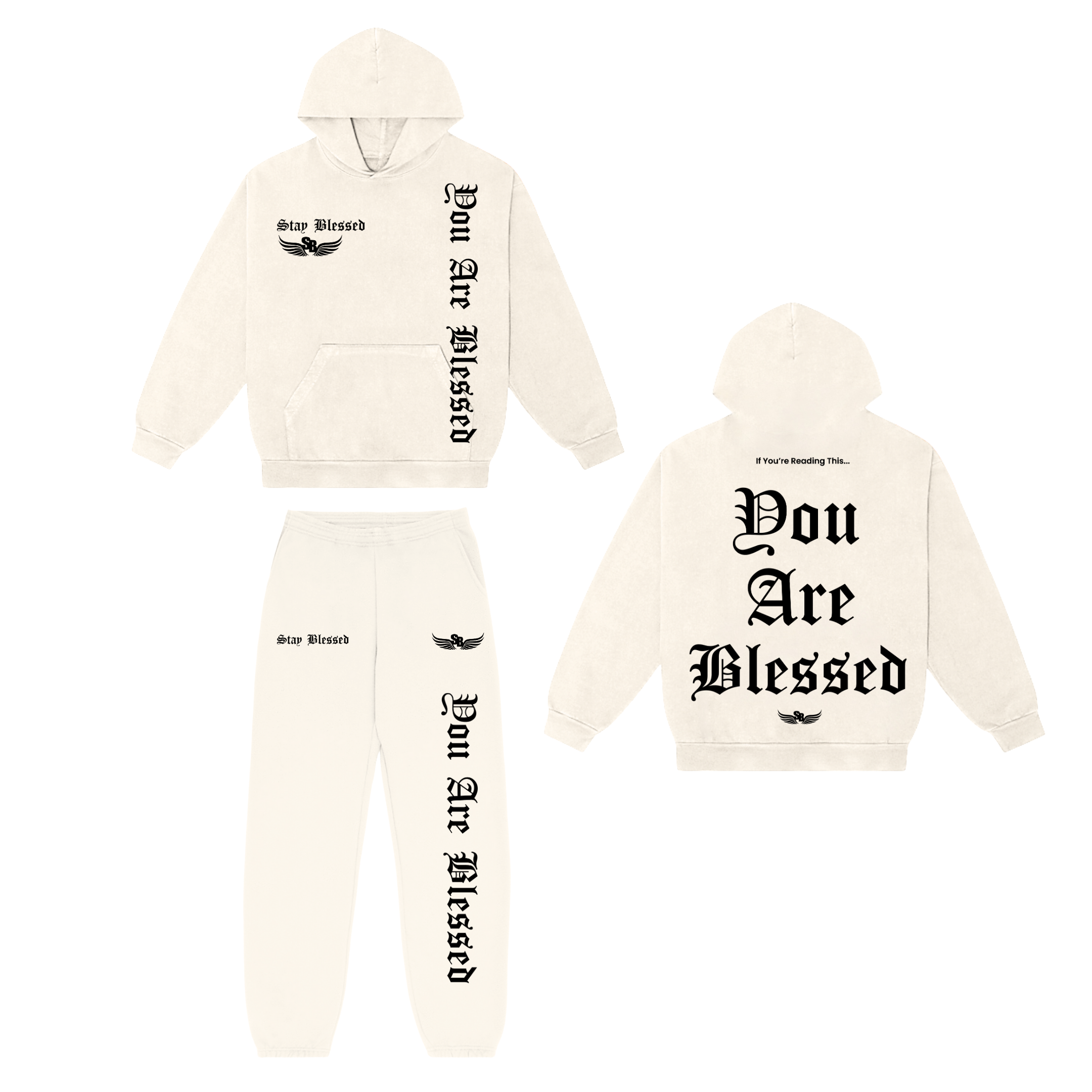 Stay Blessed - You Are Blessed Hoodie Set - Army Green